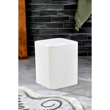 Özbience Çizgili Kare Kapaklı Klikli Çöp Kovası - Banyo ve Mutfak Temizliği