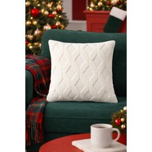 Halımax Dream Peluş Kabartmalı Dekoratif Kırlent Kılıfı Krem Yıkanabilir Tasarım Kılıf 43X43CM 1 Adet