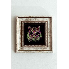 Mbb E-Ticaret Soyut Çalışma Renkli Kedi Çerçeveli Taş Tablo , Çerçeveli Taş Duvar Dekoru - ENKCRCVTBL-00098