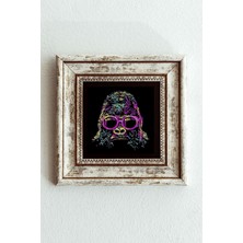 Mbb E-Ticaret Soyut Çalışma Renkli Goril Çerçeveli Taş Tablo , Çerçeveli Taş Duvar DEKORU-ENKCRCVTBL-00096