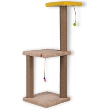 Feyza Design 82 cm Krem Iki Katlı Kedi Tırmalama Tahtası ve Minderli Yüzey