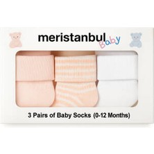 Meristanbul Bebek Çorap Seti, 9-12 Ay, 3'lü, Yumuşak, Pembe