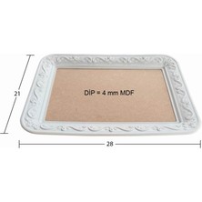 E Hobici Ahşap Dikdörtgen Tepsi Aplikli Model 28X21CM T100
