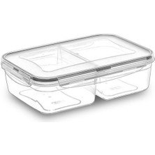 Egecen® 2 Bölmeli Sızdırmaz Contalı Kilitli Kapaklı 1 Litre Erzak Saklama Kabı -LC505