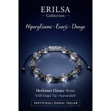 Erilsa Sertifikalı Hiperglisemi Şeker Enerji ve Denge Bilekliği – Herkimer Elması (Herkimer Diamond) Taşı