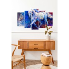 Mbb E-Ticaret Beyaz At Manzara 5 Parçalı Mdf Tablo