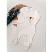 Minik Fil Ayaklı Kapitone Beyaz Tulum 6-9 Ay