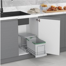 Özbience Teleskopik Raylı Tezgah Altı Dolap Içi Sürgülü Çöp Kovası 16 Lt, 2 Yıl Garantili