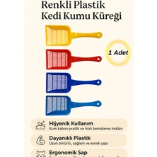 Feyza Design Renkli Plastik Kedi Kumu Küreği, Ergonomik ve Dayanıklı Tasarım