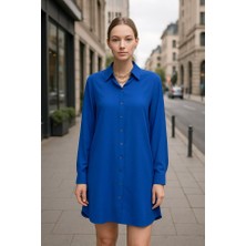 Gömlek Elbise Önden Düğme Detaylı