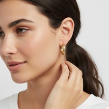 PIEDORA GOLD 14 Ayar İki Renkli Desenli Altın Halka Küpe | Klasik ve Şık Tasarım