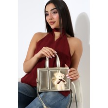 Moda Lime Kadın Altın Ayıcıklı Kutu Çanta