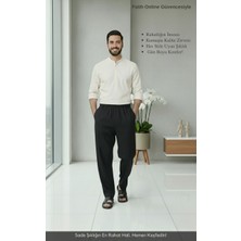 Üstün Fatih Online Hacı ve Umre Için Günlükte Şık Kesim Rahat Kalıp Erkek Şalvar Pantolon Siyah Akış- XL