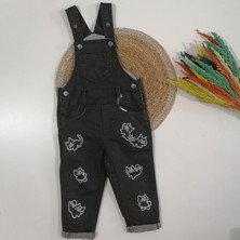 Kedi Figürlü Siyah Salopet 18 Ay