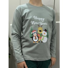 Pidal Giyim Yılbaşı Özel Temalı Pamuklu Uzun Kollu Unisex Çocuk Sweatshirt
