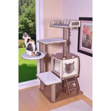 Feyza Design Çok Katlı Kedi Tırmalama Oyun Evi Köşk Xl Yataklı, Eğlence ve Konfor