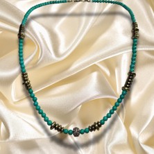 Reina Del Corazen El Yapımı Doğal Turkuaz ve Hematit Antik Gümüş Kolye  – Otantik Tasarım, Tarihî Ilhamlı, Bolluk ve Huzur Enerjili Şık Takı