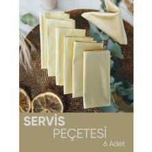Piyes Home Sarı Pamuk Saten Servis Peçetesi Sunum Peçetesi Amerikan Servis 6'lı Kumaş Peçete – 45X45 cm