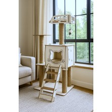 Feyza Design Renkli Çok Katlı Kedi Tırmalama Oyun Evi, Eğlenceli ve Şık Tasarım