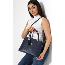 Moda Lime Lacivert Püskül Detaylı Kadın Omuz ve El Çantası Şık ve Kullanışlı Tasarım