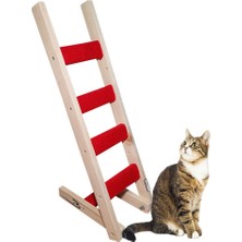 Feyza Design Katlanabilir Ahşap Kedi Merdiveni, 85CM, Sağ ve Sol Uyumlu, Doğal Tasarım