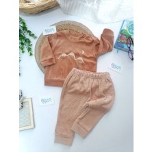 Genel Family Dağ Figürlü Kadife 2li Takım Kahverengi - 9-12 Ay