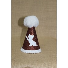 Feyza Design Kedi Doğum Günü Parti Şapkası, Kahverengi Eva, Lastikli, 13 cm Boy, Çap 7,5