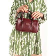 Moda Lime Kadın Bordo Mini El ve Omuz Çantası