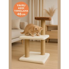 Feyza Design Yumuşacık Peluş Dokulu 3 Katlı Yavru Kedi Tırmalama Tahtası 46 cm
