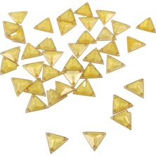 Üçgen 3 Delikli Sazımsı Desenli Simli Gold Dikme Taş Boncuk Aksesuar (10 Adet)