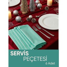 Piyes Home Yeşil Pamuk Saten Yılbaşı Temalı Servis Peçetesi Sunum Peçetesi Amerikan Servis 6'lı Kumaş Peçete – 45X45 cm
