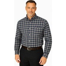 BURSPA Rahat Kesim Çizgili Kareli Kışlık Erkek Baba Gömlek