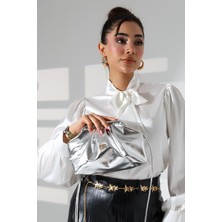 Moda Lime Kadın Gümüş Portföy Çapraz Askılı ve Elde Tutulabilen Modern El ve Omuz Çantası
