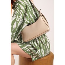 Moda Lime Kadın Şık Parlak Bej Omuz Çantası