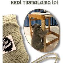 Feyza Design Sağlam ve Uzun Ömürlü 6 mm 20 Metre Kedi Tırmalama Ipi