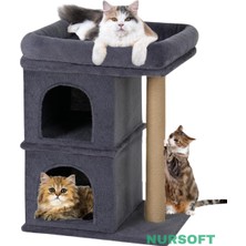 Feyza Design Iki Katlı Kedi Oyun ve Uyku Alanı, Teraslı, Eğlenceli Tasarım