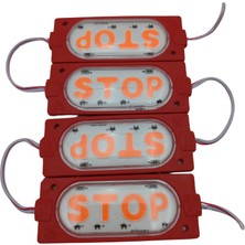 Powerr Led Aydınlatma 12 Volt Stop Yazılı Kırmızı Işık 90X35 mm Çakar Modül 5 Adet