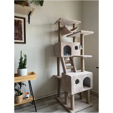 Feyza Design Yüksekliği Ayarlanabilir, Güvenli ve Eğlenceli Kedi Tırmalama ve Oyun Alanı