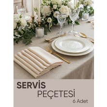 Piyes Home Krem Ekru Pamuk Saten Servis Peçetesi Sunum Peçetesi Amerikan Servis 6'lı Kumaş Peçete – 45x45 cm