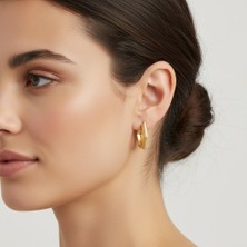 PIEDORA GOLD 14 Ayar Altın Geometrik Halka Küpe | Modern Altıgen Tasarım