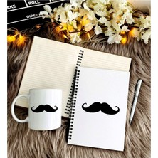 Mbb E-Ticaret Babalar Günü Için Bıyık Baskılı Defter, Kalem ve Kupa Seti