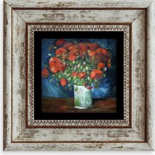 Mbb E-Ticaret Çiçekli Vazo Çerçeveli Taş Tablo