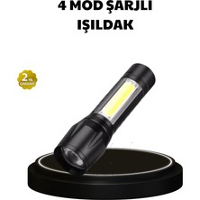 4 Mod Şarjlı Işıldak | Ultra Güçlü Cree LED | Su Geçirmez Alüminyum Gövde