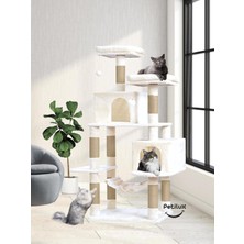 Feyza Design Çift Yuvalı Lüx Büyük Boy Tırmalamalı Kedi Oyun Evi