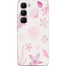 TechTree Infinix Hot 60 Pro Uyumlu Pembe Deniz Yıldızı ve Kabuk Baskılı Silikon Kılıf