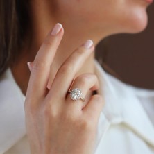 Necati Gün Elips 2.00 Ct Sky Diamond Gümüş Yüzük