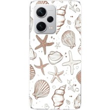 TechTree Redmi Note 12 Pro Plus Uyumlu Kahverengi Deniz Yıldızı ve Kabuklu Baskılı Silikon Kılıf