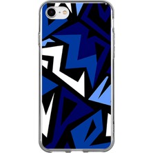 TechTree iPhone 6 - 6s Uyumlu Modern Mavi Geometrik Mozaik Baskılı Silikon Kılıf
