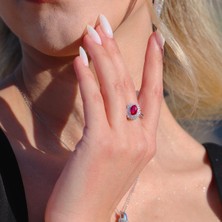 Necati Gün Red Colleciton Yakut Taşlı Sky Gümüş Yüzük