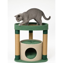 Feyza Design 2 Katlı Kedi Tırmalama ve Dinlenme Evi, Jut Halatlı, Mdf Gövde, 71 cm